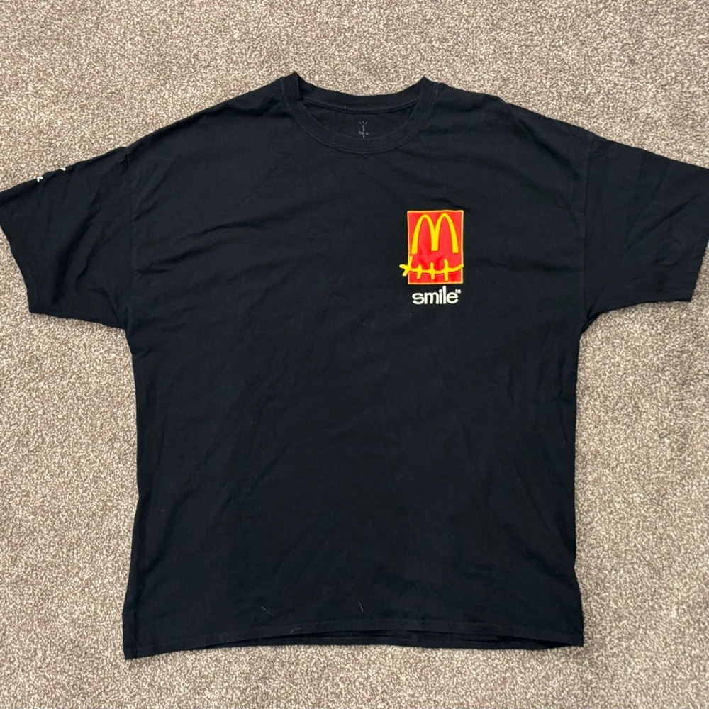Travis Scott Mens Black Cactus Jack McDonalds Smile T-Shirt Size XXL